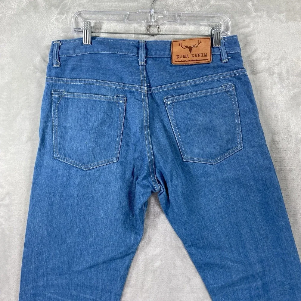 Nama Denim Jeans Mens 32x34 Japanese Selvedge Slim Straight Fit Blue Button Fly